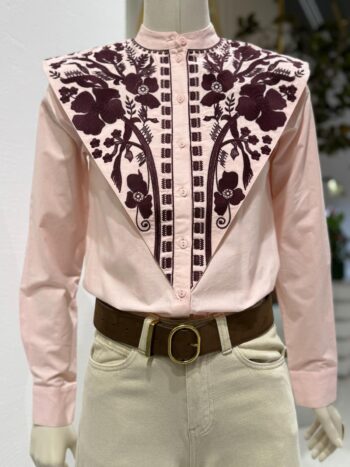 Camisa Mani Bordada Rosa - The IQ Collection